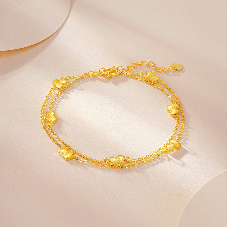 24K Gold Longevity Gourd Double Layer Bracelet