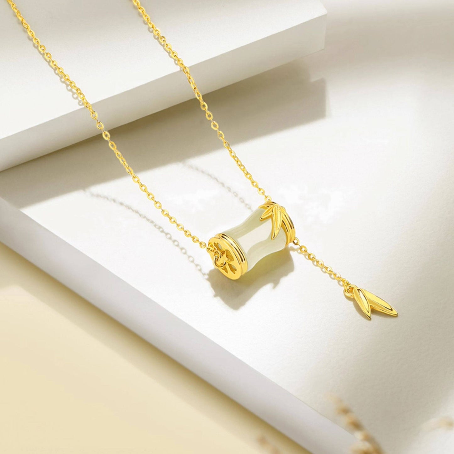 [Pre-sale] Silver Hetian Jade Bamboo Necklace