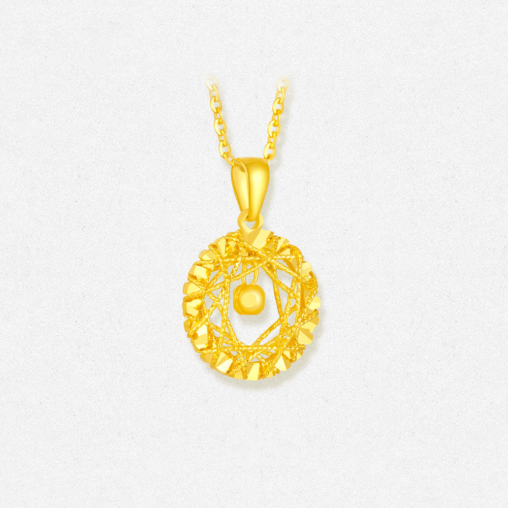 24K Gold Shining Round Necklace Pendant