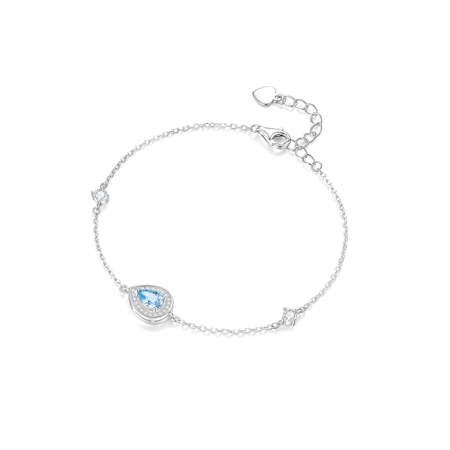 Silver Zircon Blue Moon Sea Bracelet