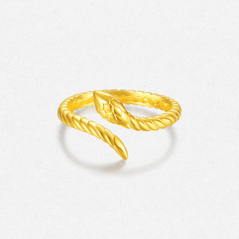 24K Gold Snake Open Ring