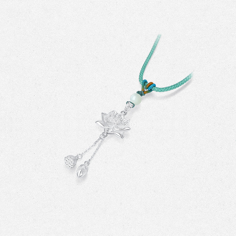 [Pre-sale] S990 Hetian Jade Lotus Tassel Necklace