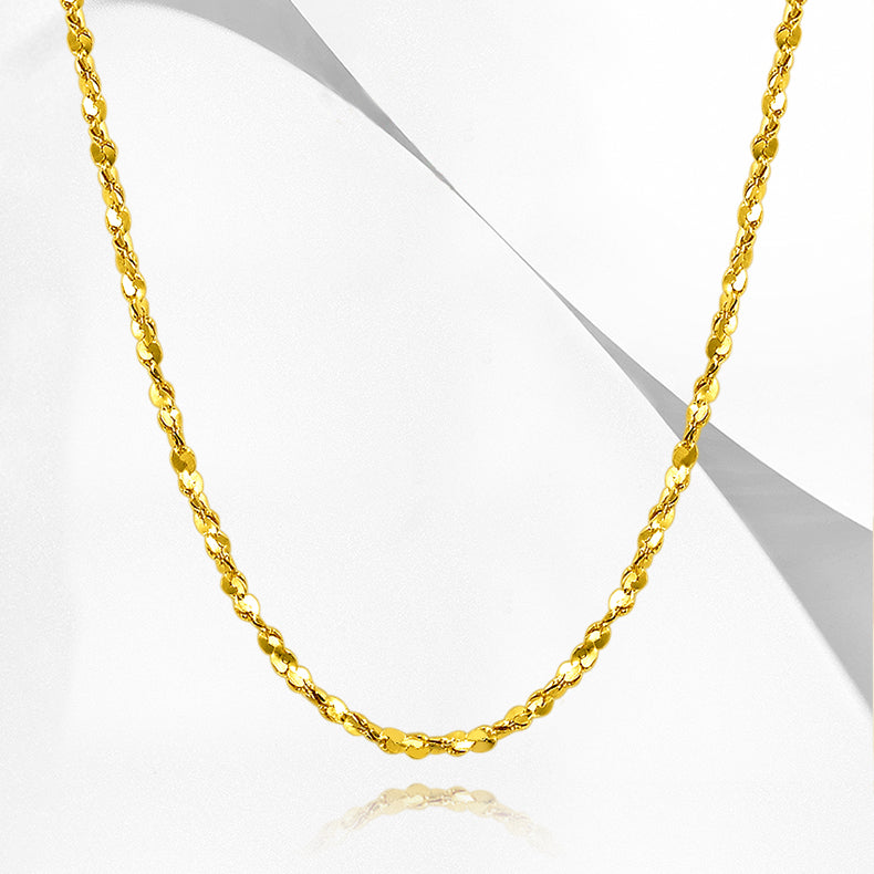 24K Gold Simple Shining Nugget Tinsel Galaxy Chain Basic Necklace