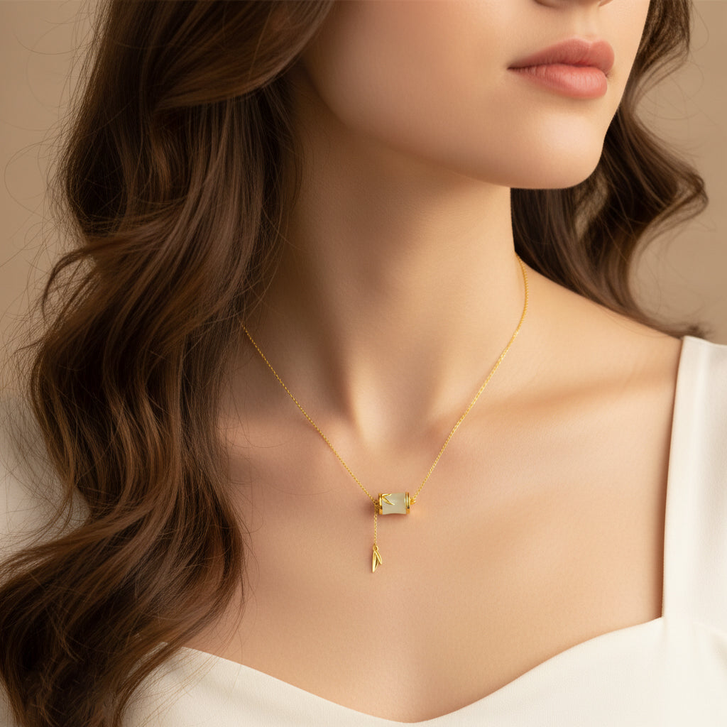 [Pre-sale] Silver Hetian Jade Bamboo Necklace