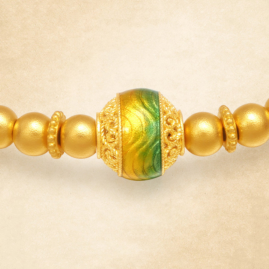 A Grand Panorama of Rivers and Mountains Series 24K Gold Enamel Filigree Bead Bracelet