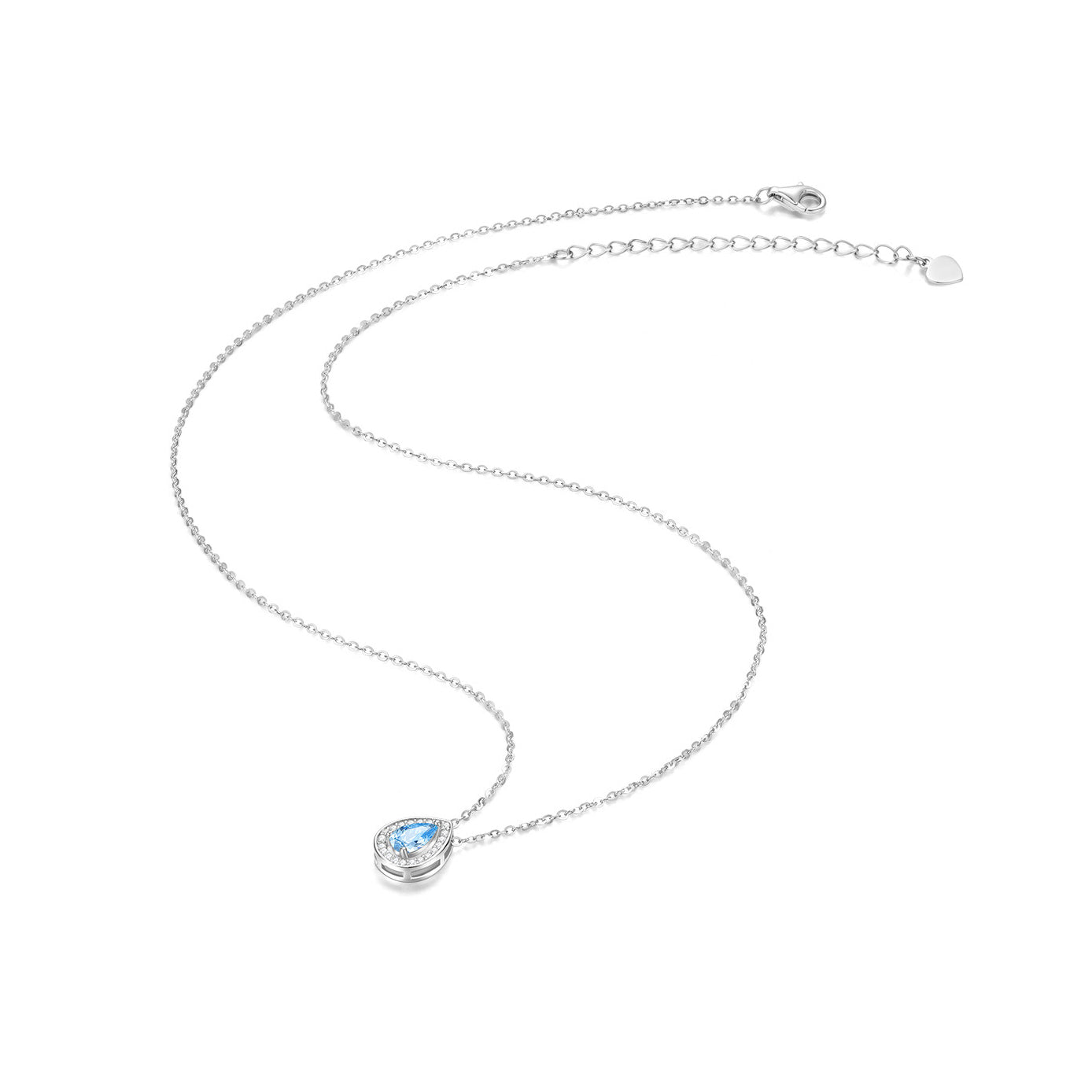 Silver Zircon Blue Moon Sea Necklace
