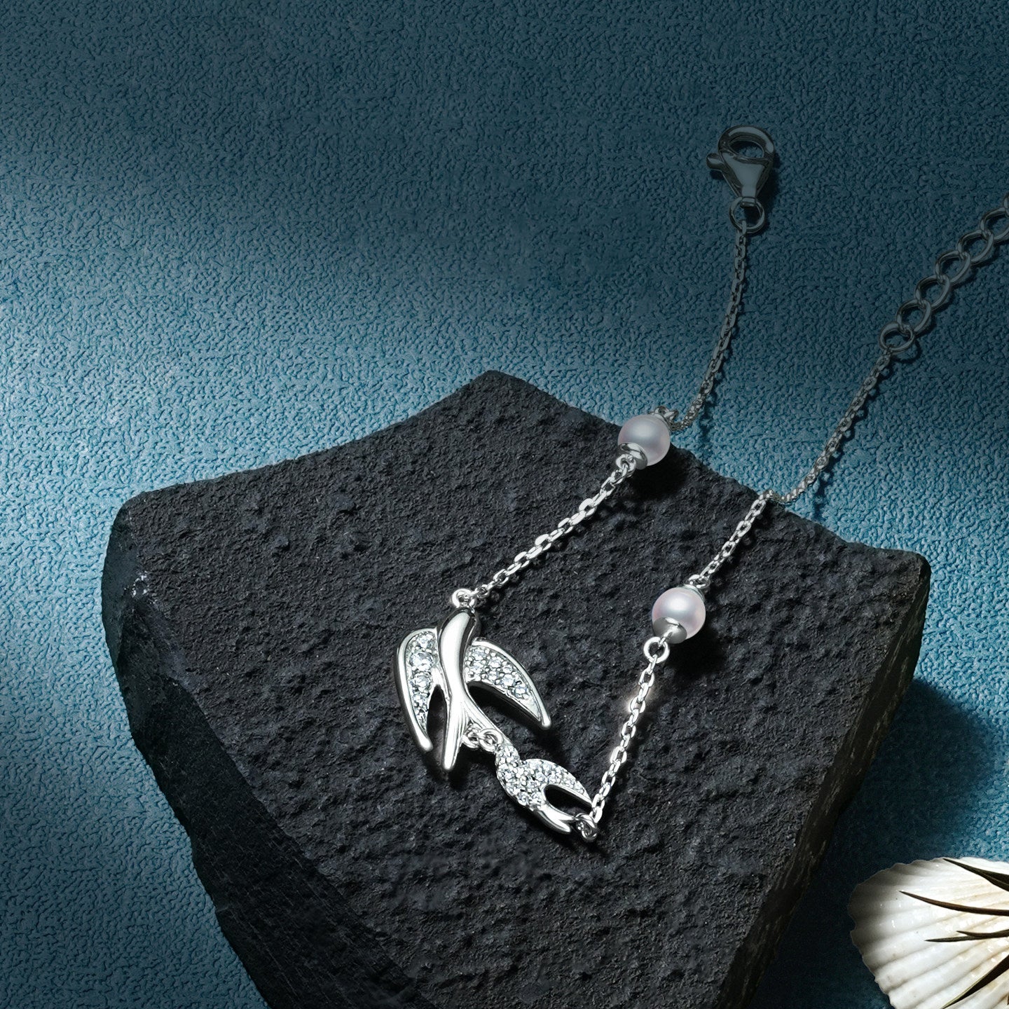 [Pre-sale] Silver Zircon Pearl Swallow Bracelet