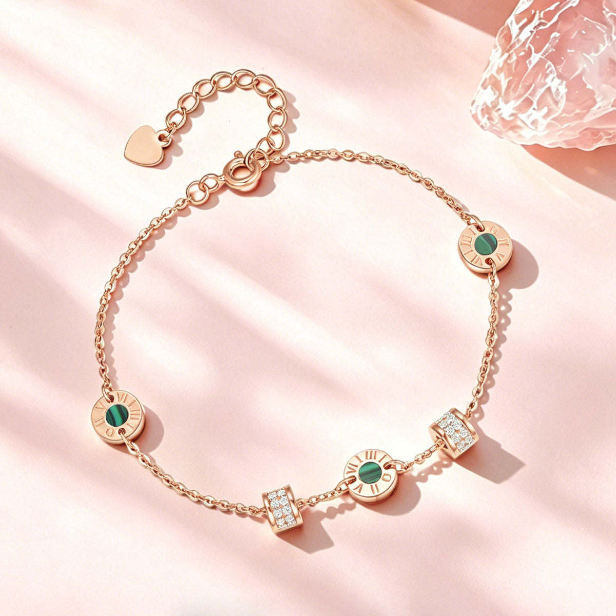 Gold Plated Silver Malachite Onyx Dopamine Small Waist Bracelet