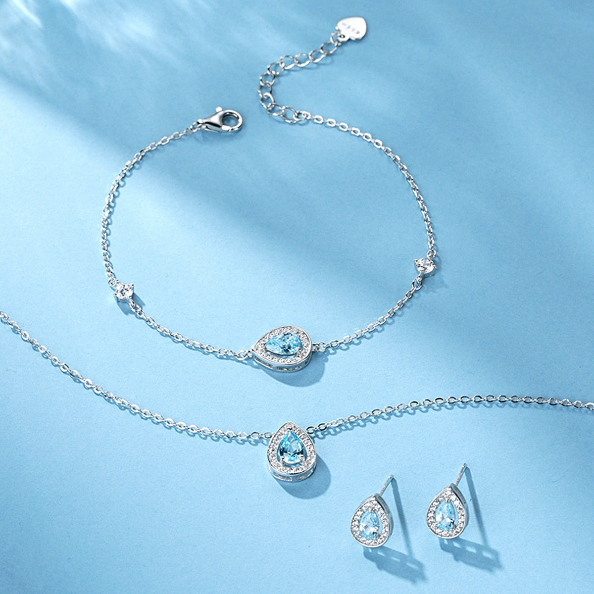 Silver Zircon Blue Moon Sea Necklace