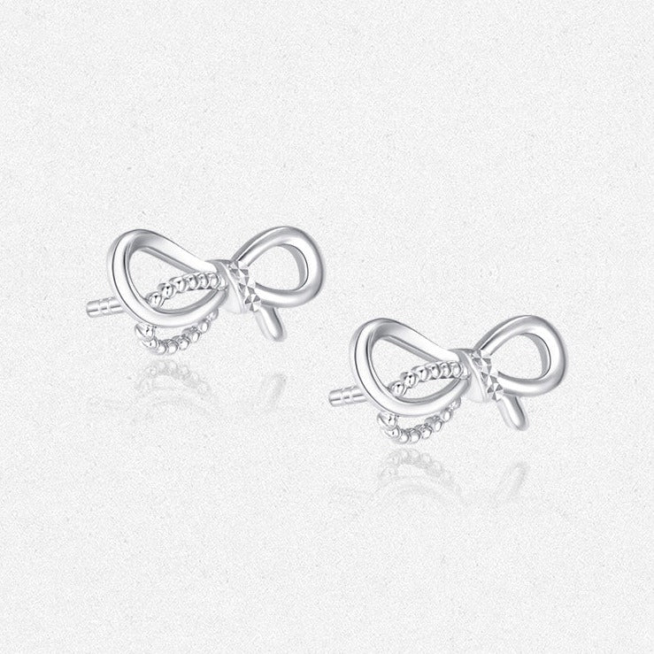 Pt950 Platinum Rope Bow Knot Earrings