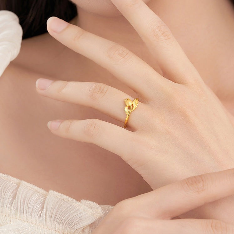 24K Gold Elegant Tulip Ring