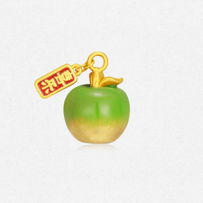 24K Gold Temperature Color Change Enamel Apple Charm