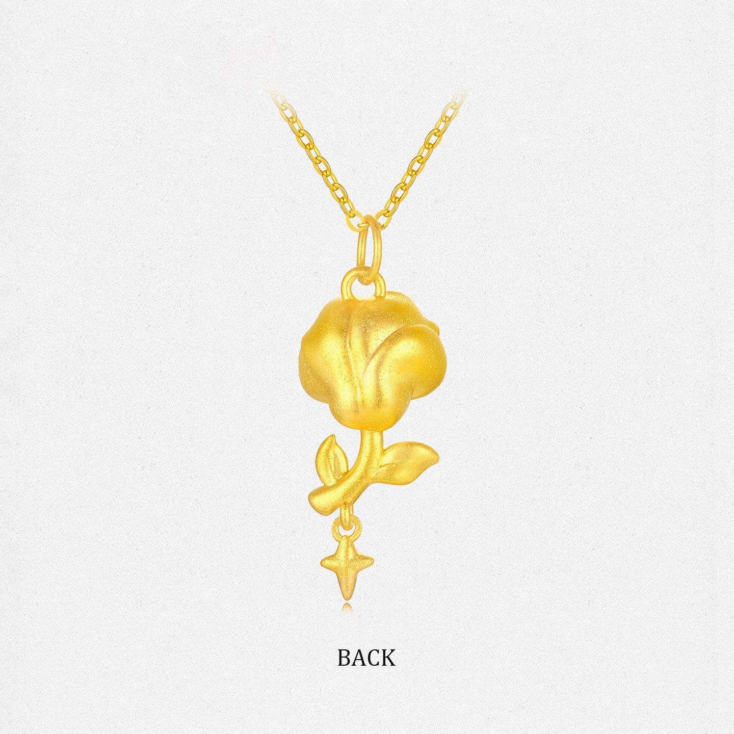 Monet Garden Series 18K Gold Diamond Star Rose Pendant