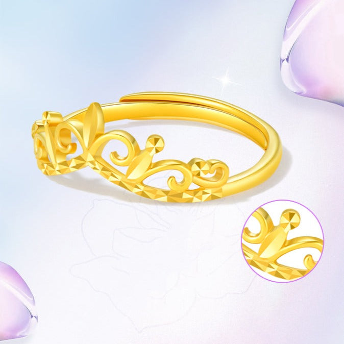 24K Gold Princess Crown Ring