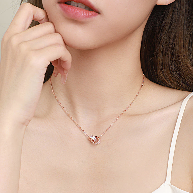 925 Silver Zircon Interlocking Shining Chain Necklace