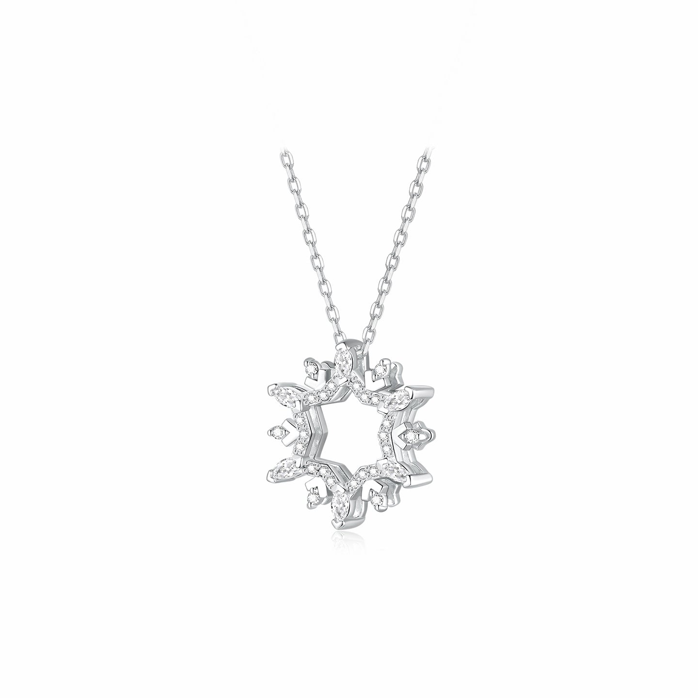 [Pre-sale] Silver Zircon Deformable Snowflake Necklace