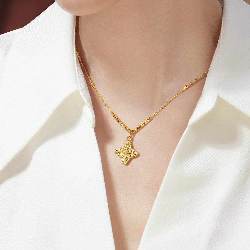 Dazzling Gold Series 24K Gold Shining Star Pendant
