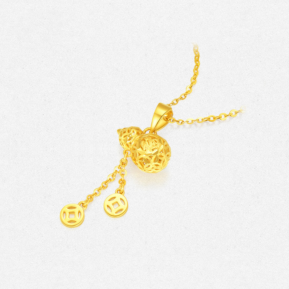 24K Gold Fortune Coin Gourd Pendant