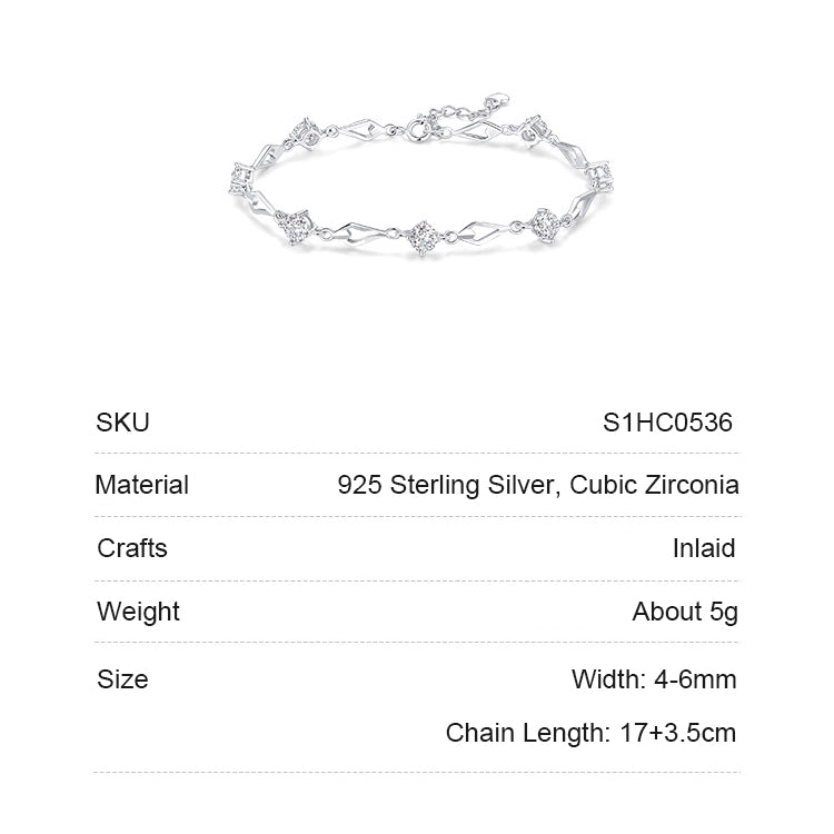 [Pre-sale] Silver Zircon Rhombus Heart Bracelet