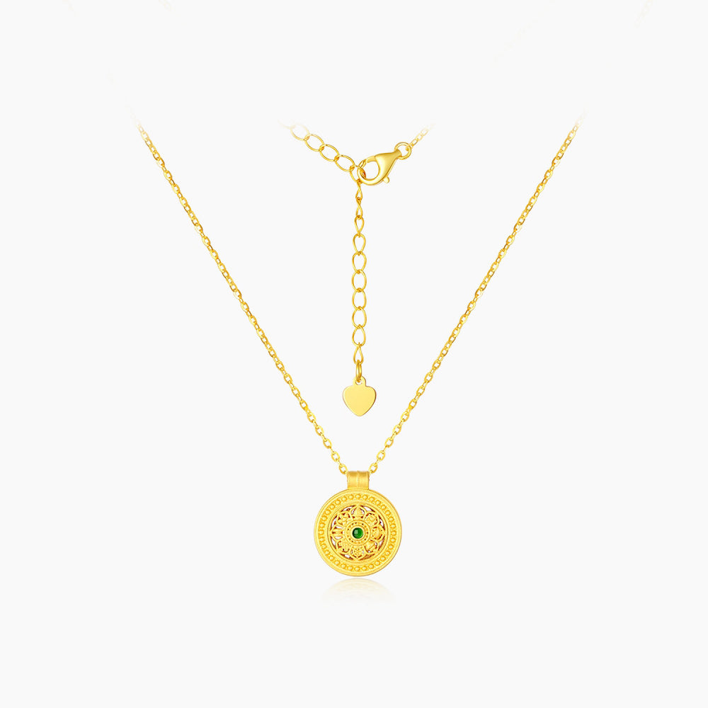 925 Silver Gold Plated Eight-treasure Compass Necklace