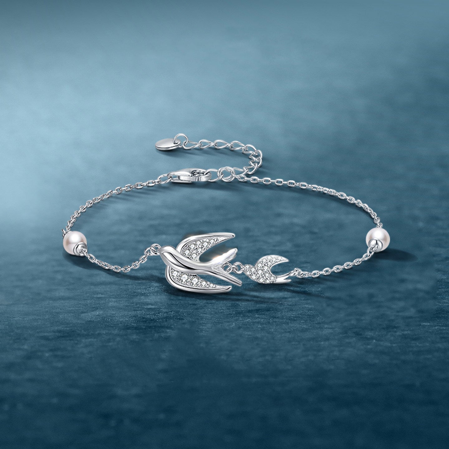 [Pre-sale] Silver Zircon Pearl Swallow Bracelet