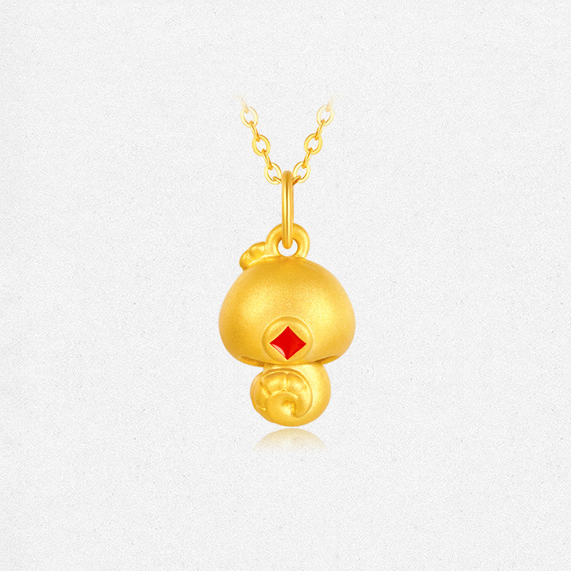 24K Gold Luminous Enamel Money Swallowing Snake Necklace Pendant