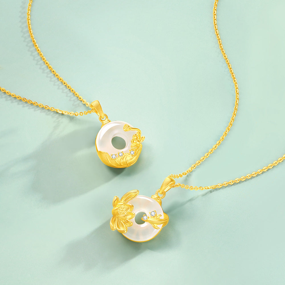 [Pre-sale] S925 Silver Blessing Lotus Chalcedony Ping An Buckle Necklace