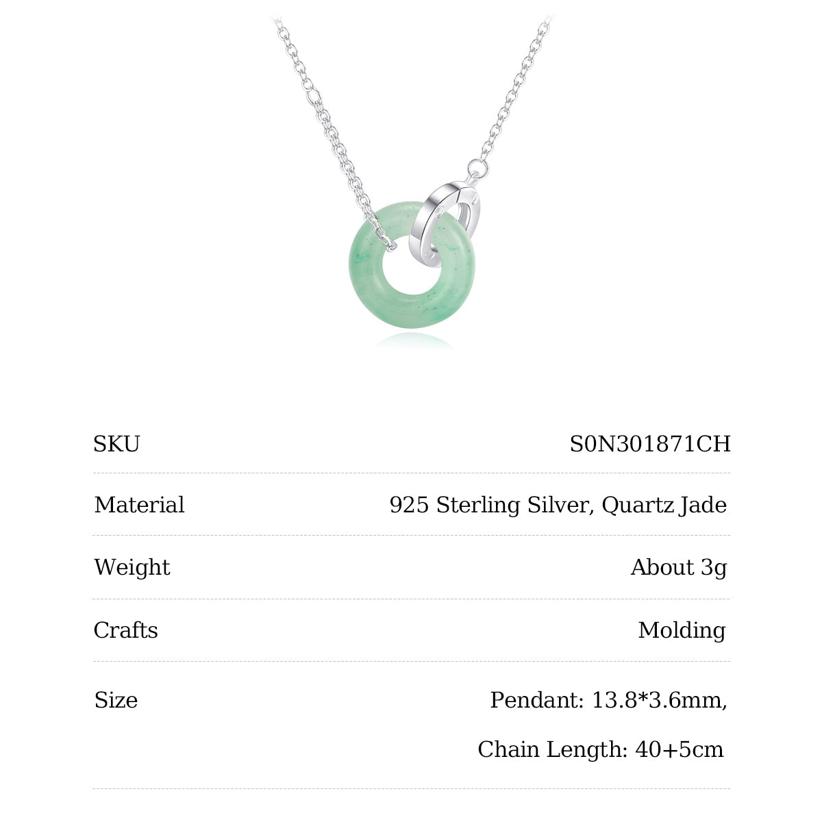 【Pre-sale】Silver Jade Double Circles Interlocking Necklace