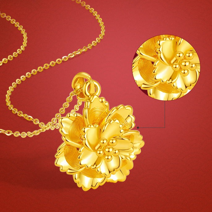 24K Gold Fragrant Peony Necklace Pendant