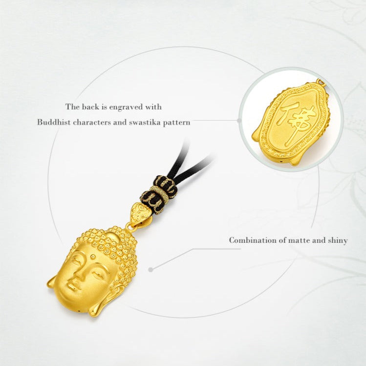 24K Gold Buddha Head Pendant