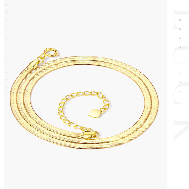 18K Gold Snake Bone Chain Basic Necklace