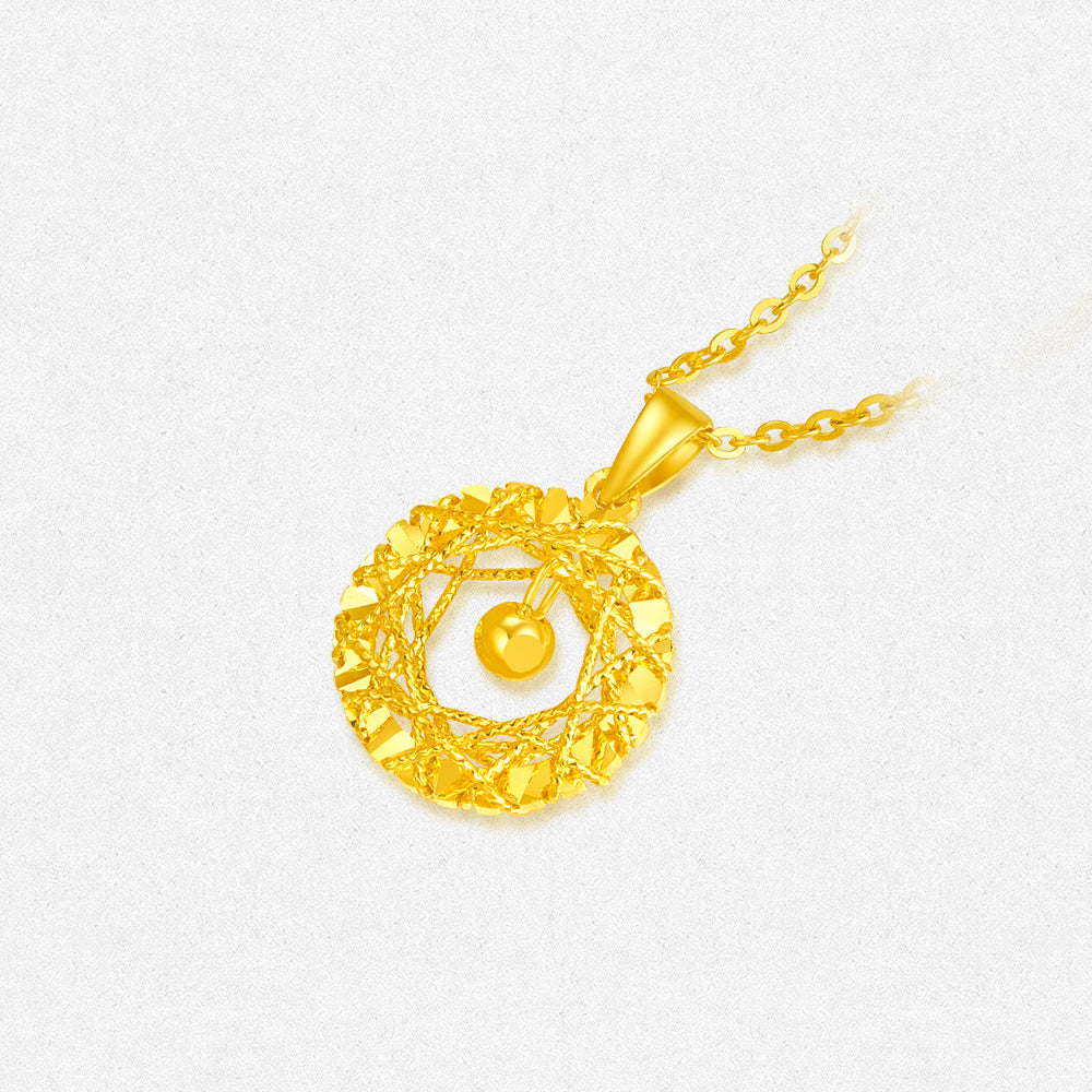 24K Gold Shining Round Necklace Pendant