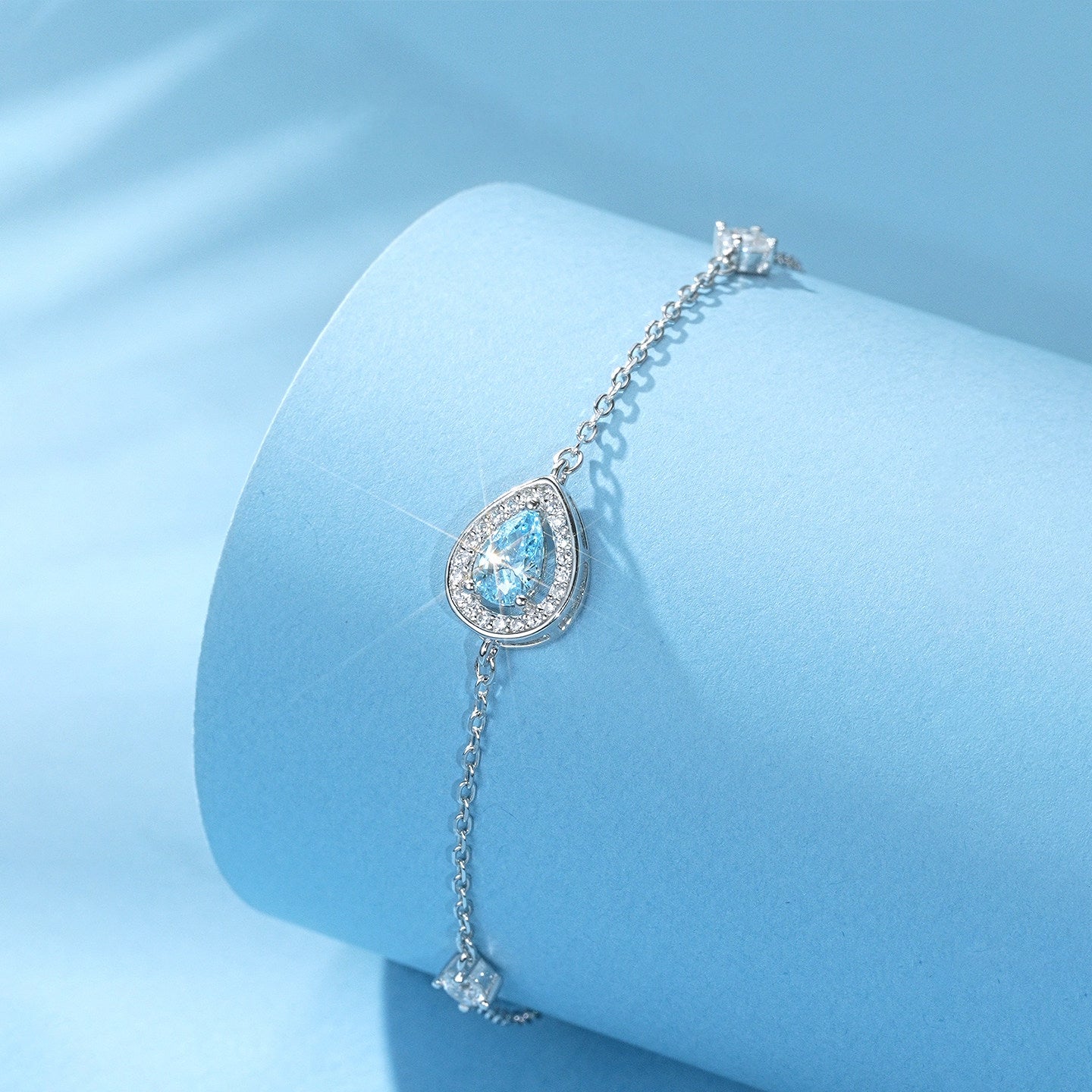 Silver Zircon Blue Moon Sea Bracelet