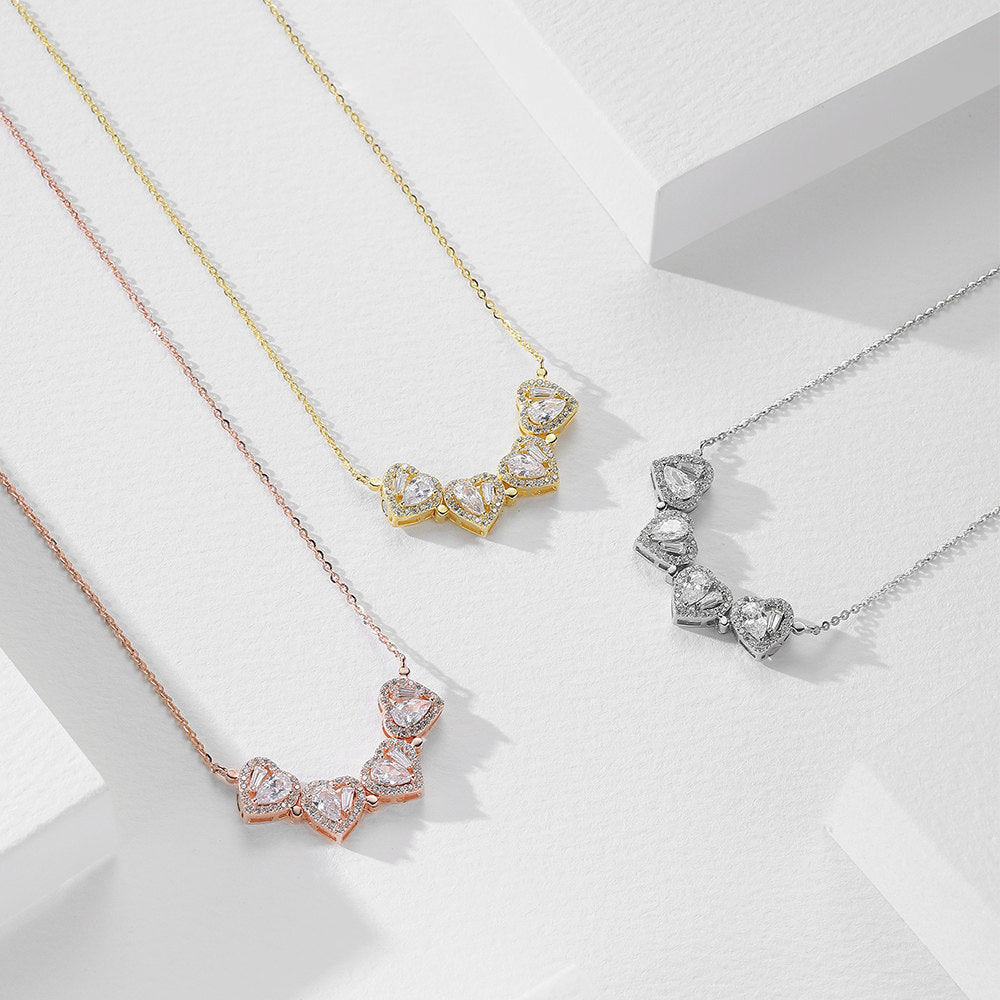 Gold Plated Silver Zircon Transformable Clover Necklace
