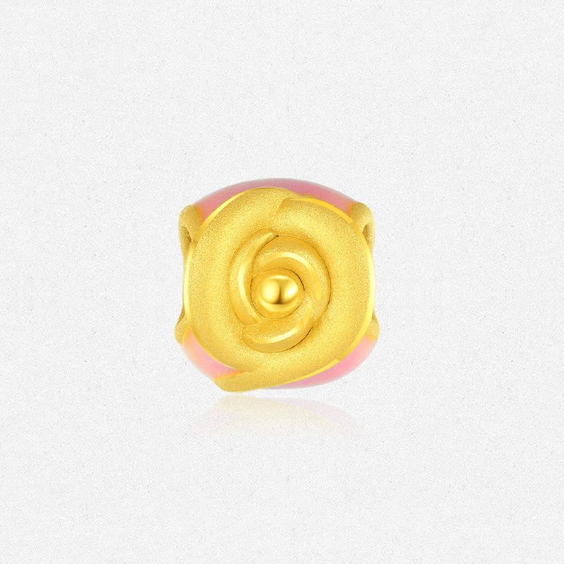 First Series 24K Gold Enamel Romantic Rose Charm