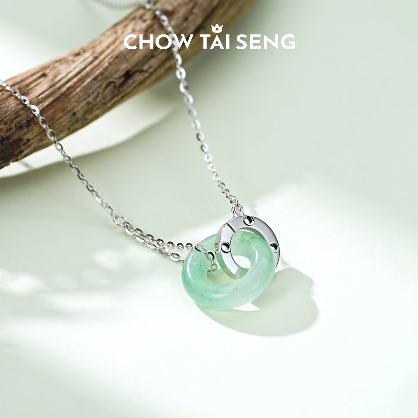 Natural Jade Double Circle Interlocking Necklace | Infinity