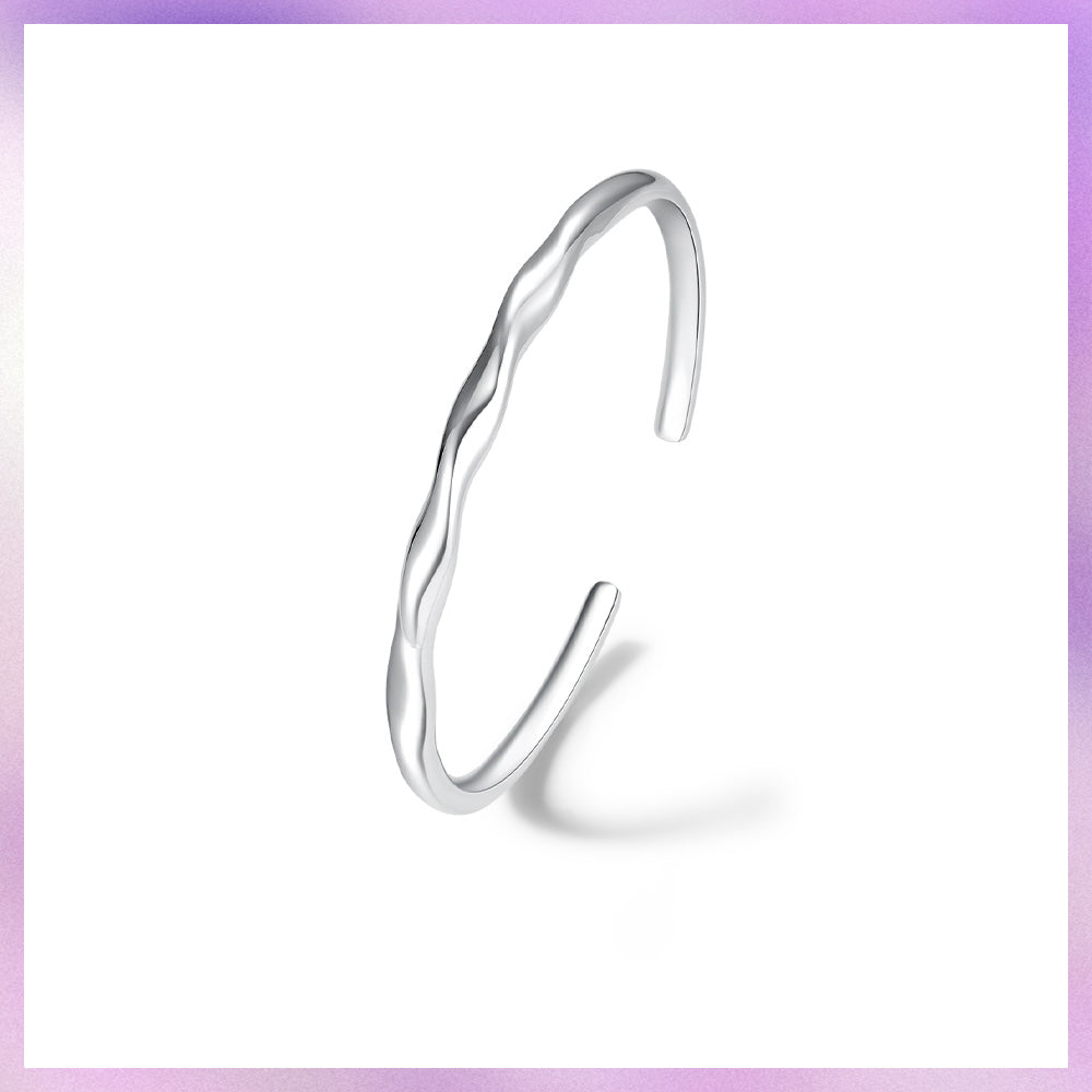 S990 Silver Wave Open Bangle