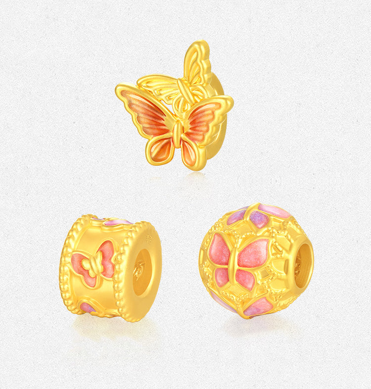 First · Cultural Blessing Series 24K Gold Enamel Butterfly Fluorescence Bracelet Charm