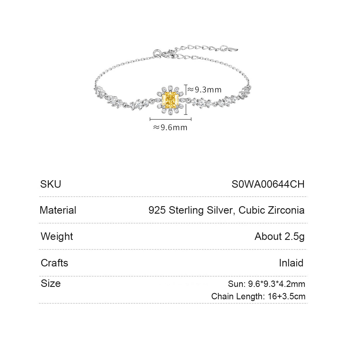 [Pre-sale] Silver Zircon Little Sun Bracelet