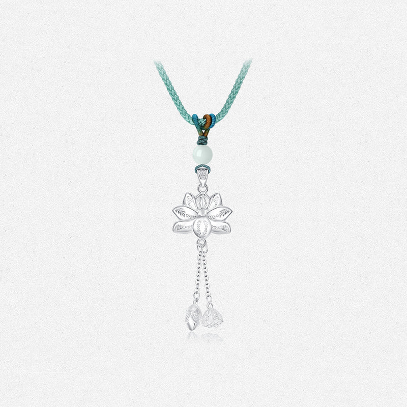 [Pre-sale] S990 Hetian Jade Lotus Tassel Necklace
