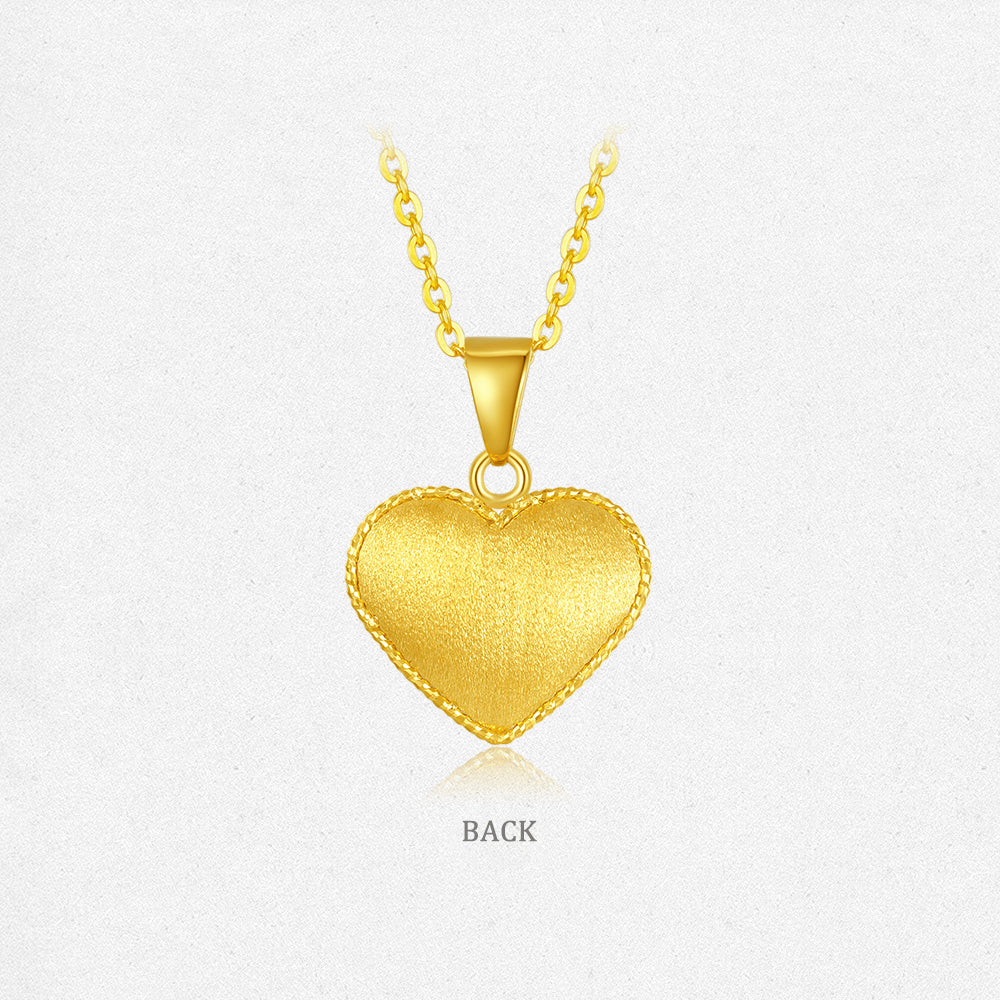 24K Gold Brushed Hollow Heart Necklace Pendant