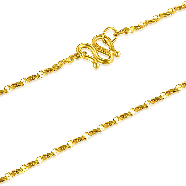 24K Gold Simple Shining Nugget Tinsel Galaxy Chain Basic Necklace