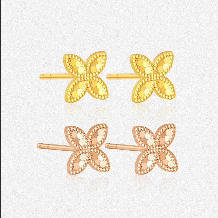 18K Gold Lucky Clover Shining Earrings