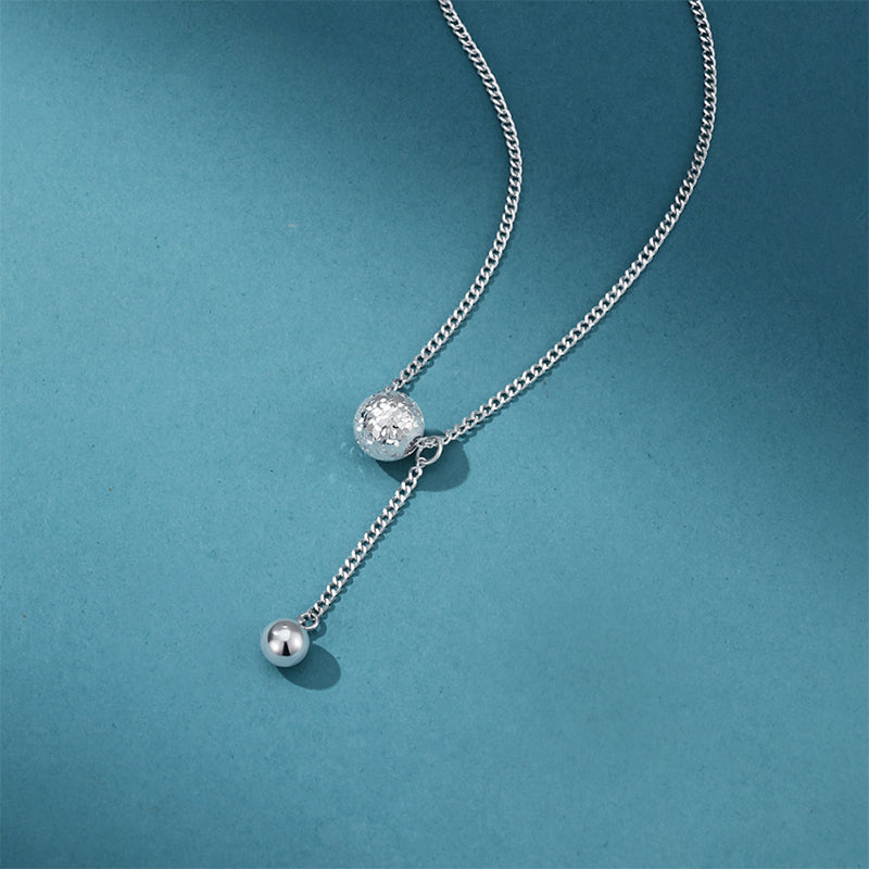 Pt950 Platinum Sparkling Ball Y Necklace