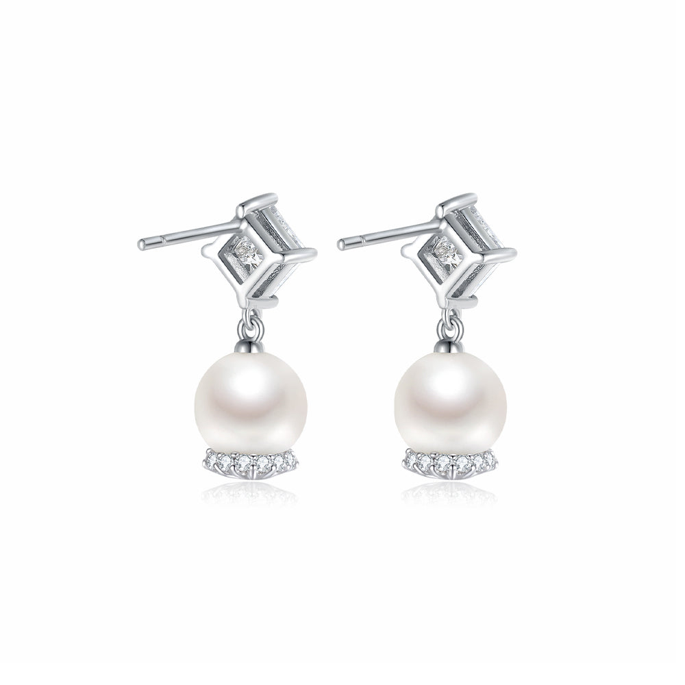 S925 Silver Pearl Lily of the Valley Earrings