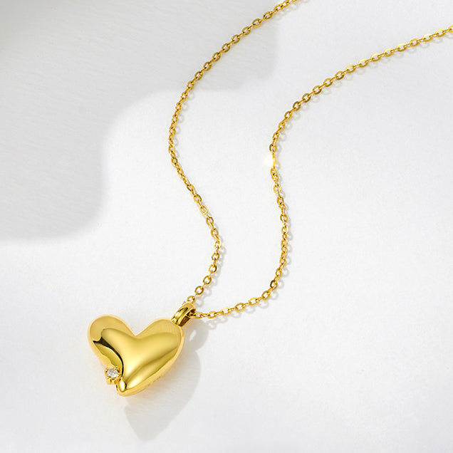 24K Gold Diamond Lovely Heart Pendant