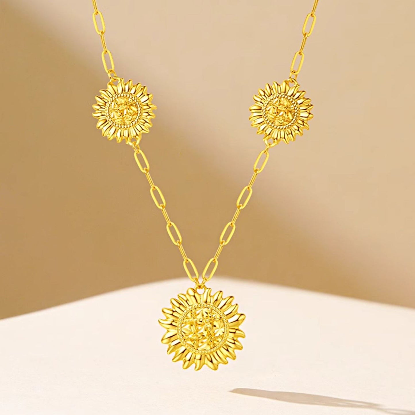 24K Gold Sunflowers Necklace