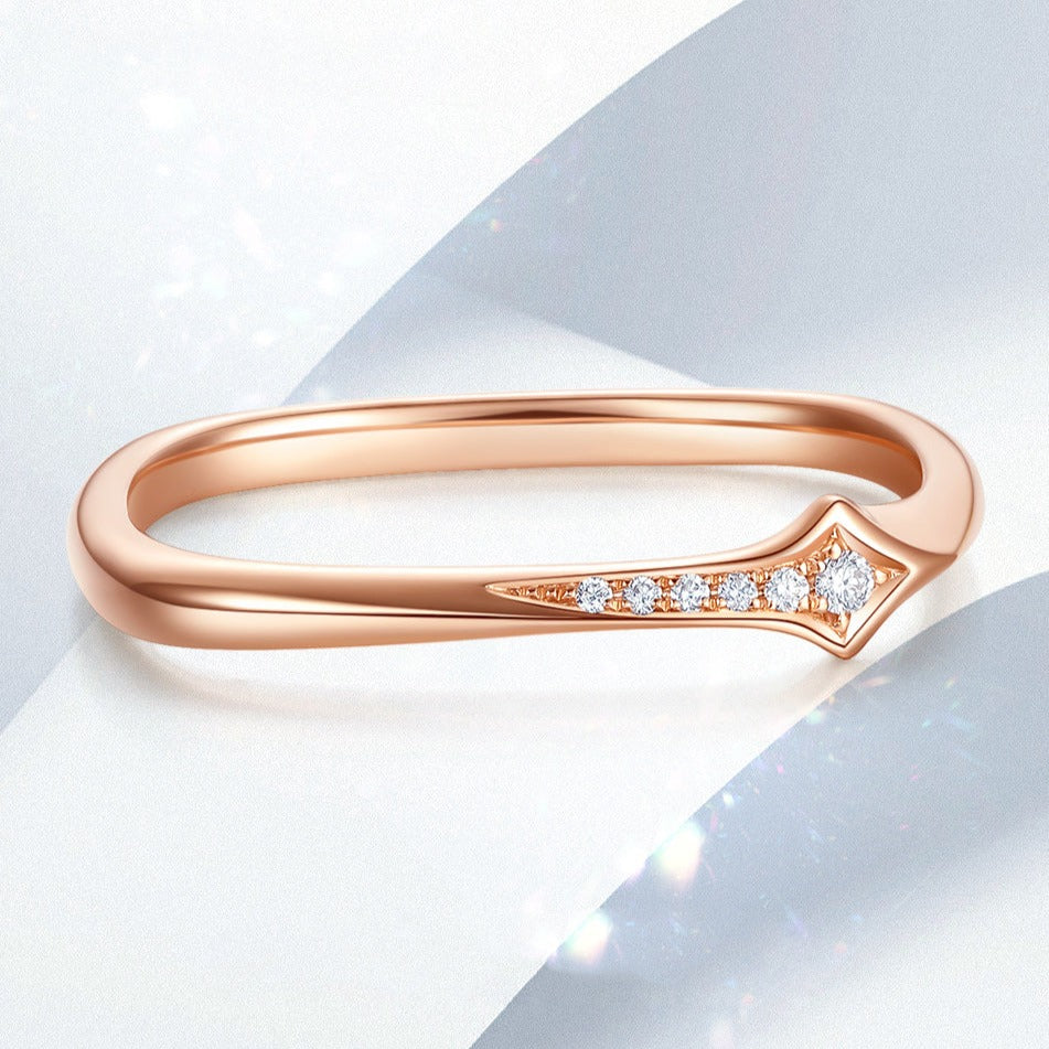 Urban Monologue Series 18K Rose Gold Diamond Star Track Square Ring