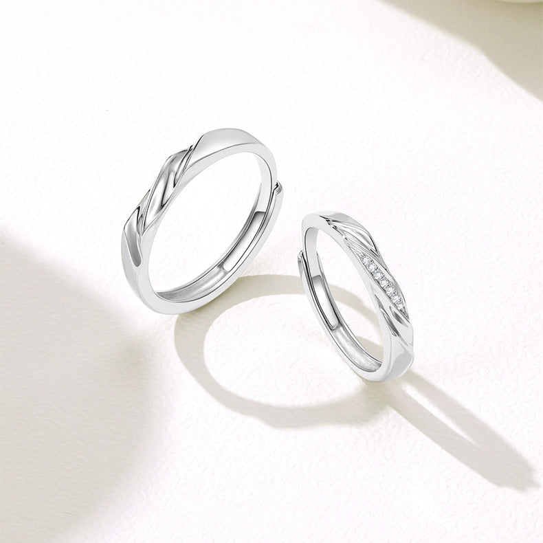 S925 Silver Love Never Fails Couple Rings