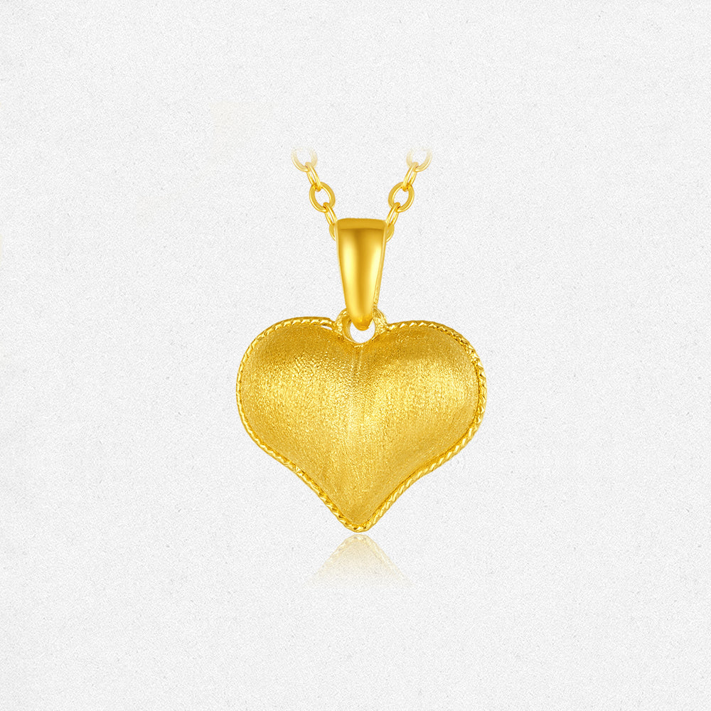 24K Gold Fish Scale Heart Pendant